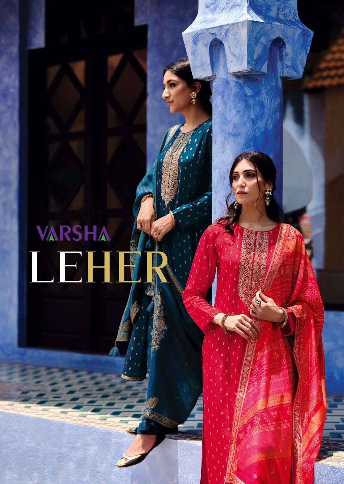 LEHER BY VARSHA 01 TO 03 SERIES DESIGNER VISCOSE EMBROIDERY DRESSES