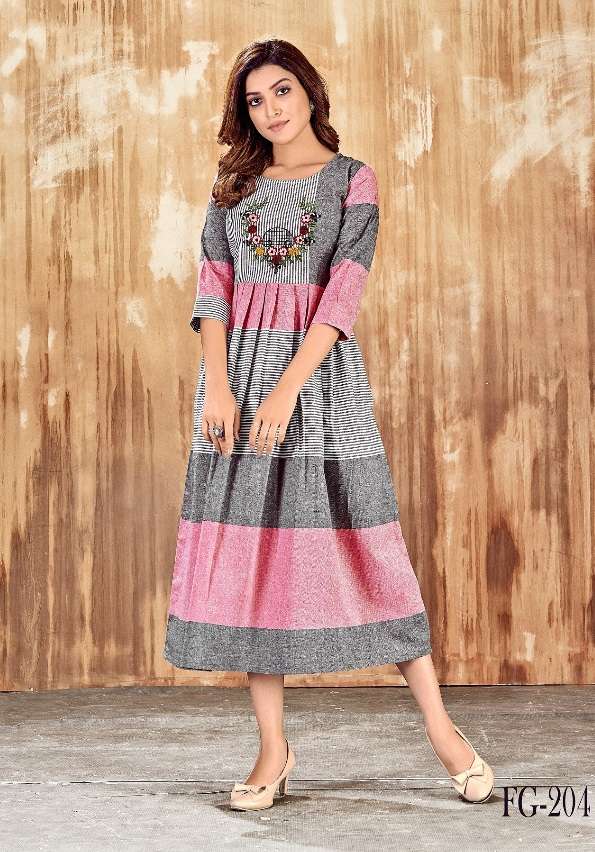 LIMELIGHT VOL-1 BY ASLIWHOLESALE COTTON PRINT EMBROIDERY KURTIS