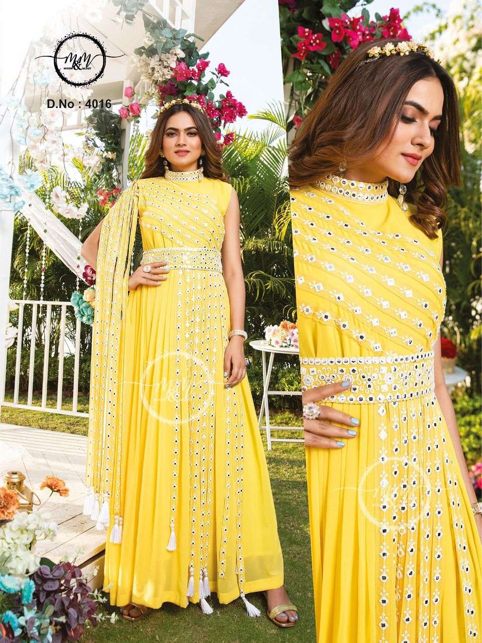 M&M 4016 BY ASLIWHOLESALE DESIGNER INDIAN HEAVY EMBROIDERED GOWN