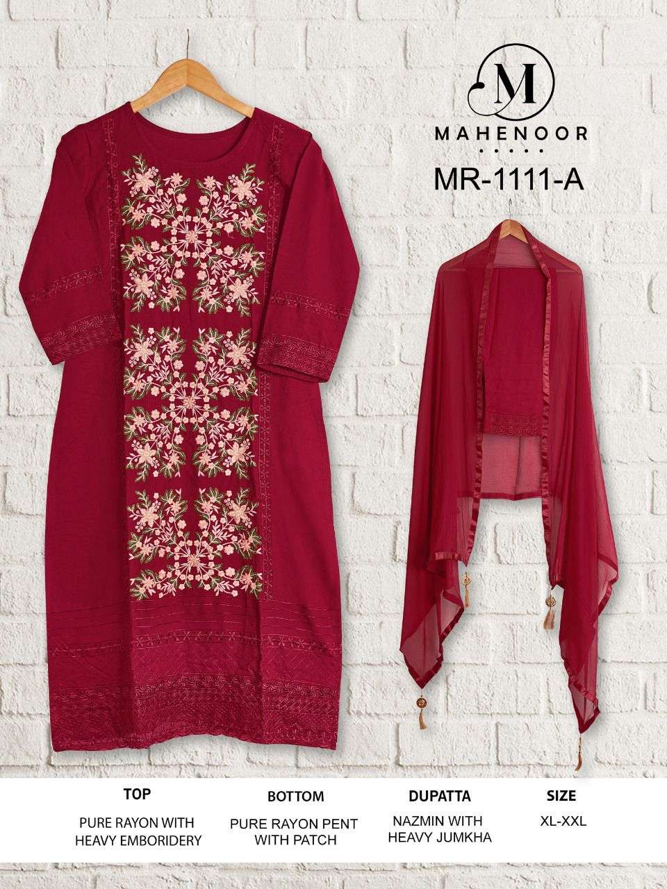 MAHENOOR 1111 COLOURS BY ASLIWHOLESALE RAYON EMBROIDERY STITCHED DRESSES