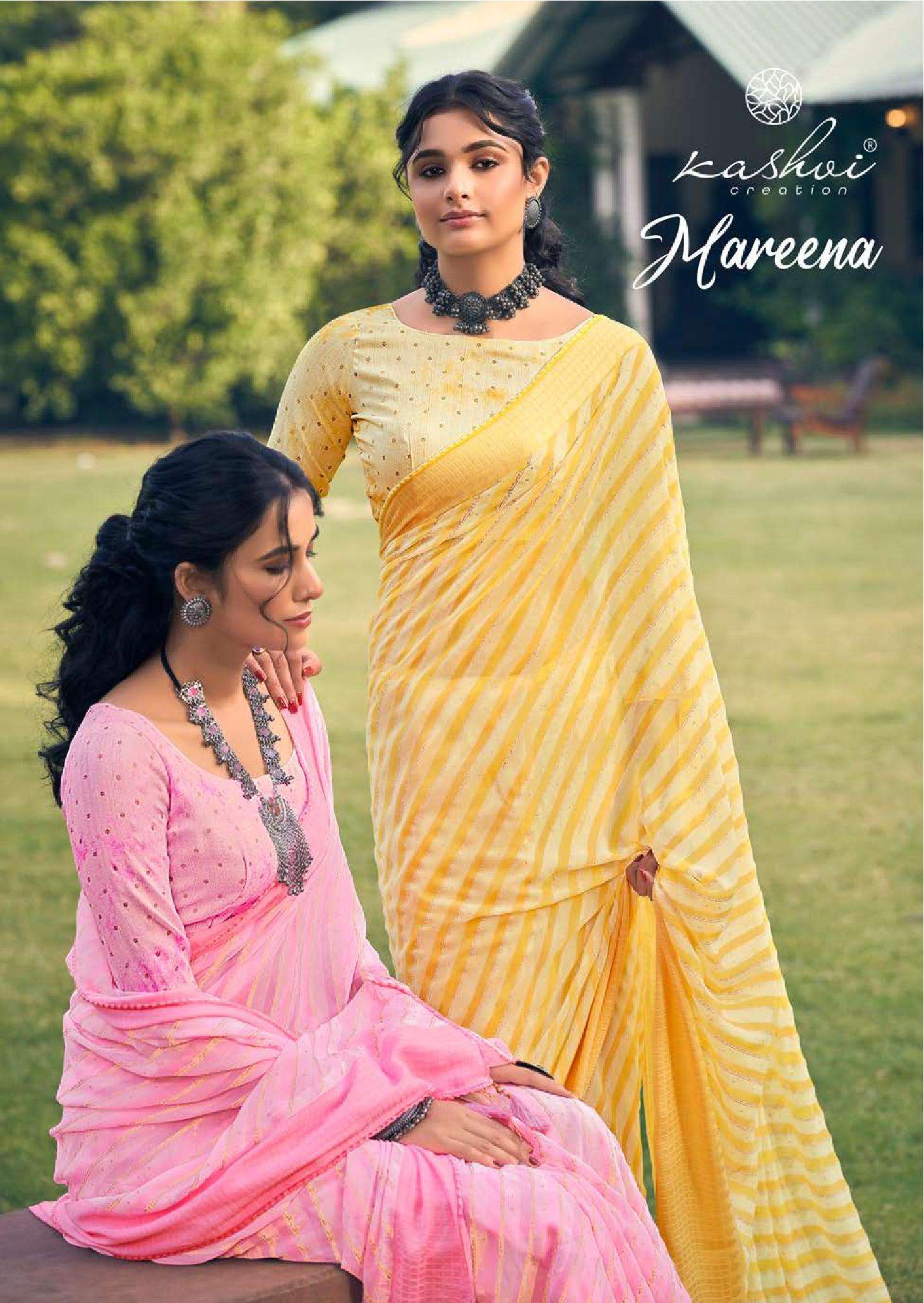 MAREENA BY KASHVI CREATION 1841 TO 1850 SERIES GEORGETTE JACQUARD SAREES