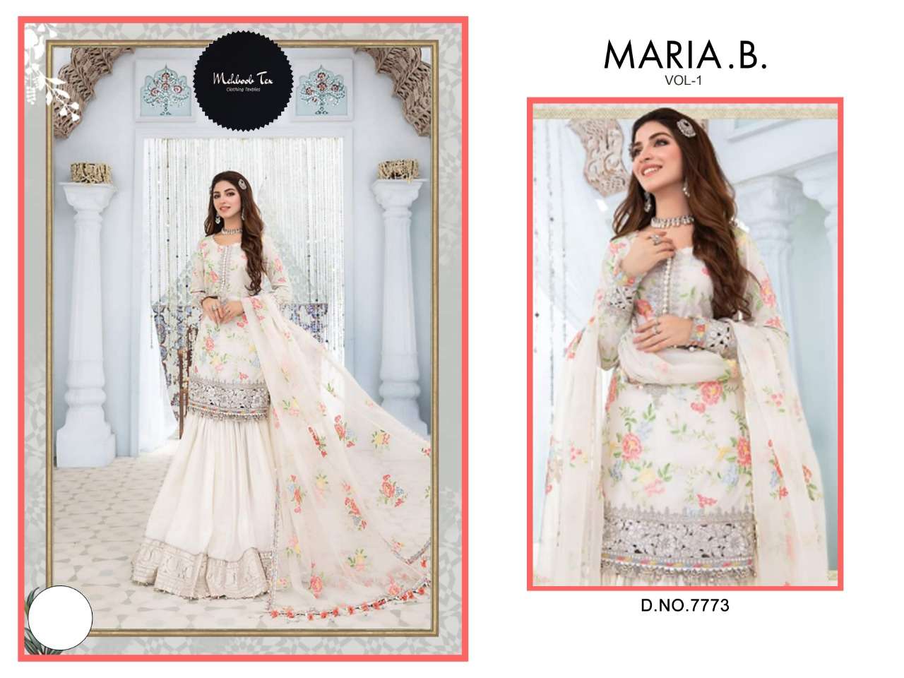 MARIA. B. VOL-1 BY MEHBOOB TEX CAMBRIC COTTON EMBROIDERED DRESSES