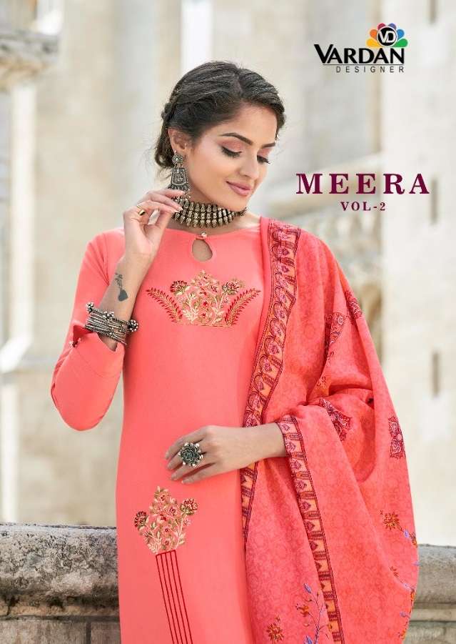 MEERA VOL-2 BY VARDAN DESIGNER 19014 TO 19016 SERIES RAYON STITCHED DRESSES