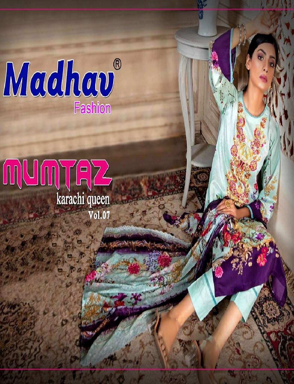 MUMTAZ KARACHI QUEEN VOL-7 BY MADHAV FASHION 7001 TO 7006 SERIES COTTON PRINT DRESSES