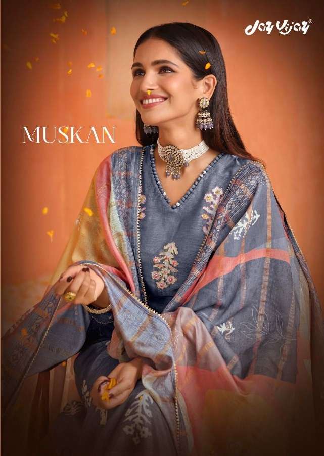 MUSKAN BY JAY VIJAY 7101 TO 7110 SERIES TUSSEL SILK PRINT DRESSES