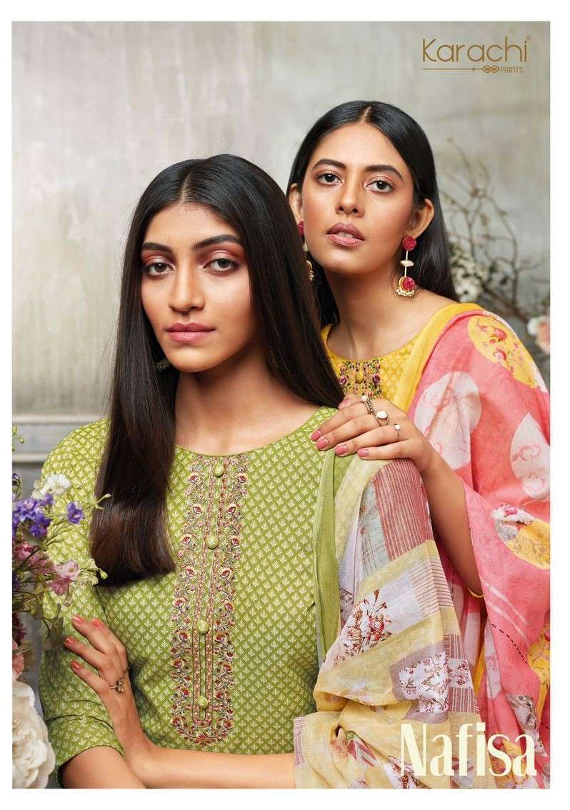 NAFISA BY KARACHI PRINTS 01 TO 06 SERIES PURE LAWN COTTON EMBROIDERY DRESSES