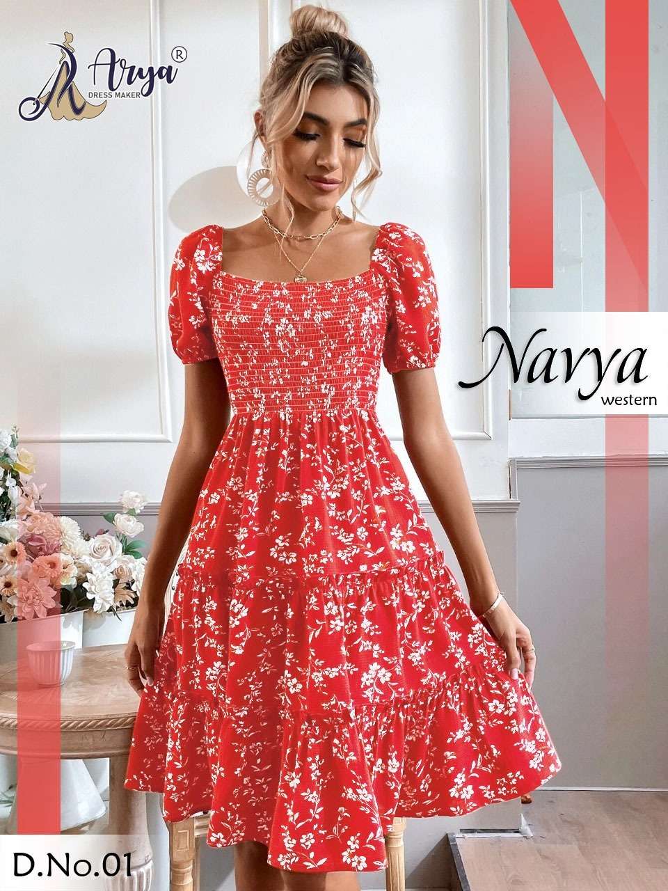 NAVYA WESTERN BY ARYA DRESS MAKER 01 TO 06 SERIES RAYON COTTON PRINT KURTIS