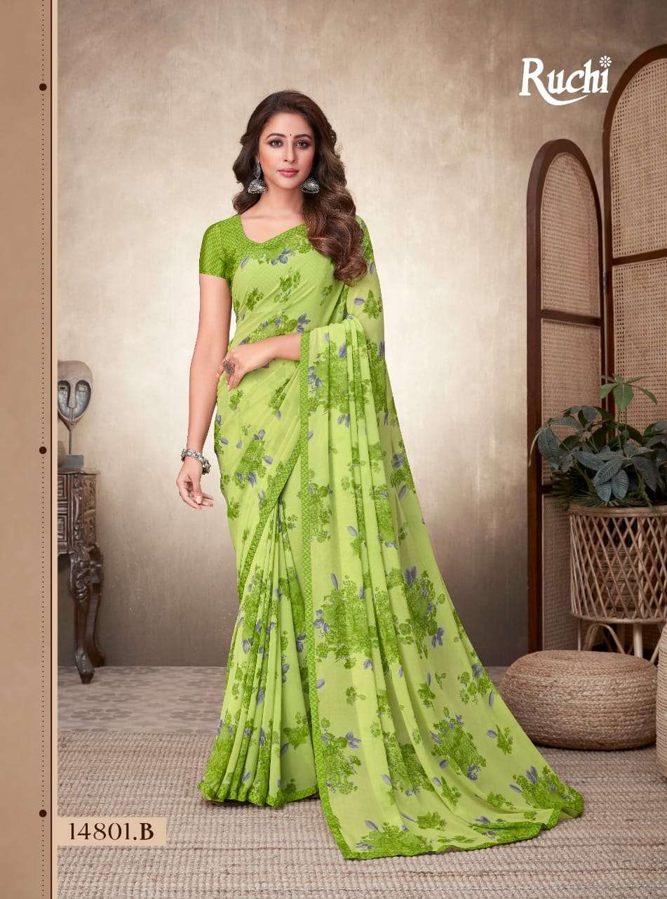 NIMAYAA BY RUCHI SAREES 14801 TO 14806 SERIES GEORGETTE PRINT SAREES