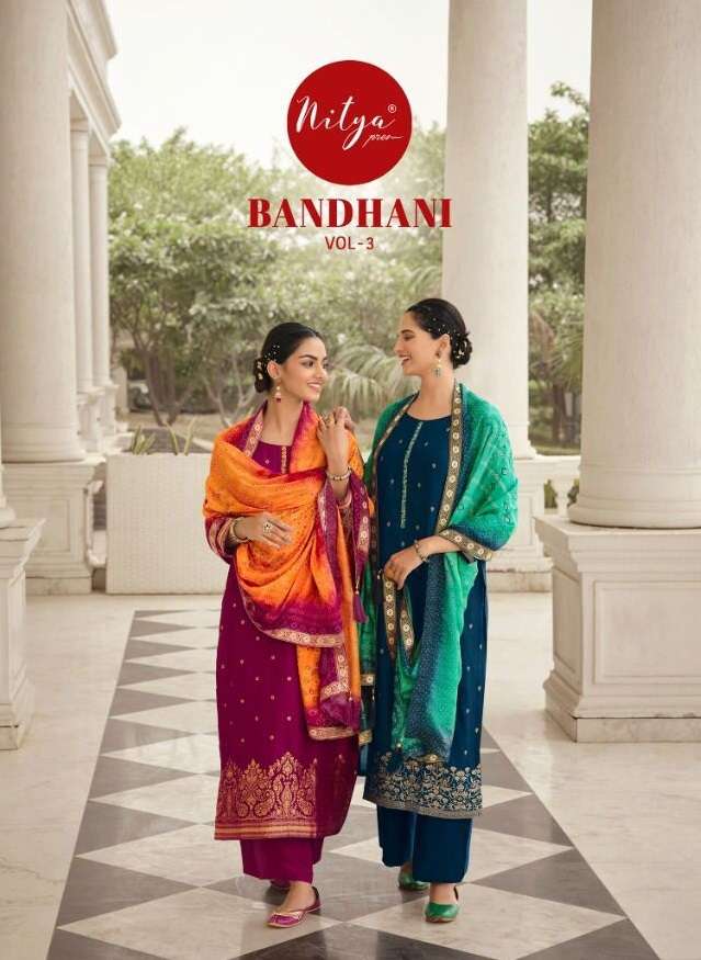 NITYA BANDHANI VOL-3 BY LT FABRICS 301 TO 307 SERIES DOLA JACQUARD DRESSES