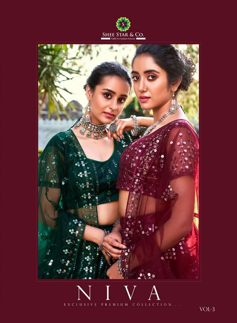 NIVA VOL-3 BY SHEE STAR & CO. 1280 TO 1285 SERIES HEAVY SOFT NET LEHENGAS