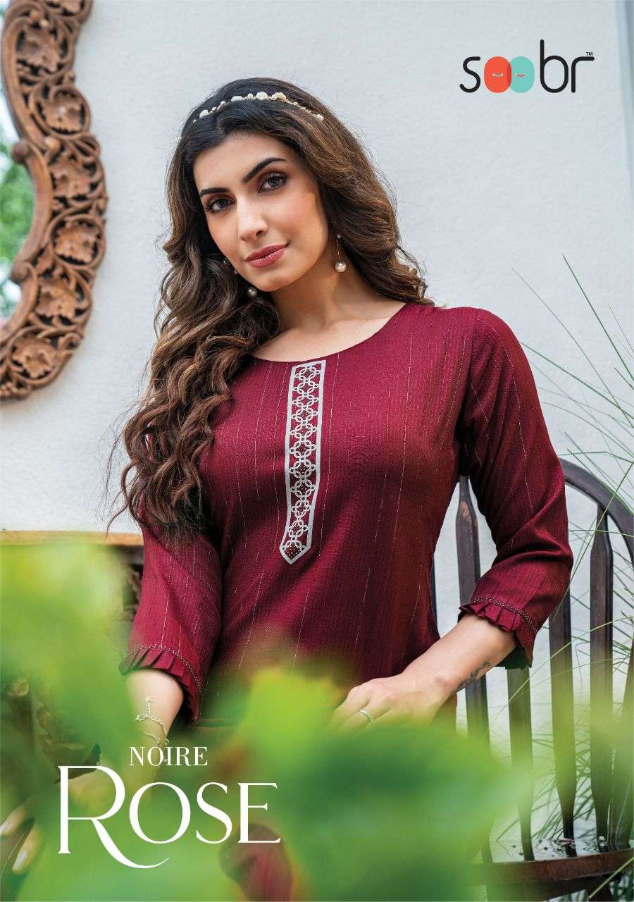 NOIRE ROSE BY SOOBR 01 TO 06 SERIES RAYON SEQUENCE WORK KURTIS