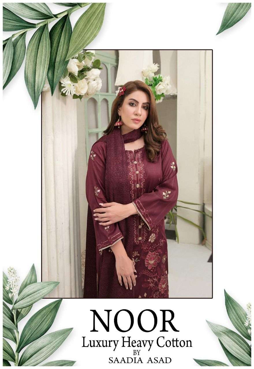 NOOR LUXURY HEAVY DUPATTA BY SAADIA ASAD BY ASLIWHOLESALE COTTON PRINT PAKISTANI DRESSES