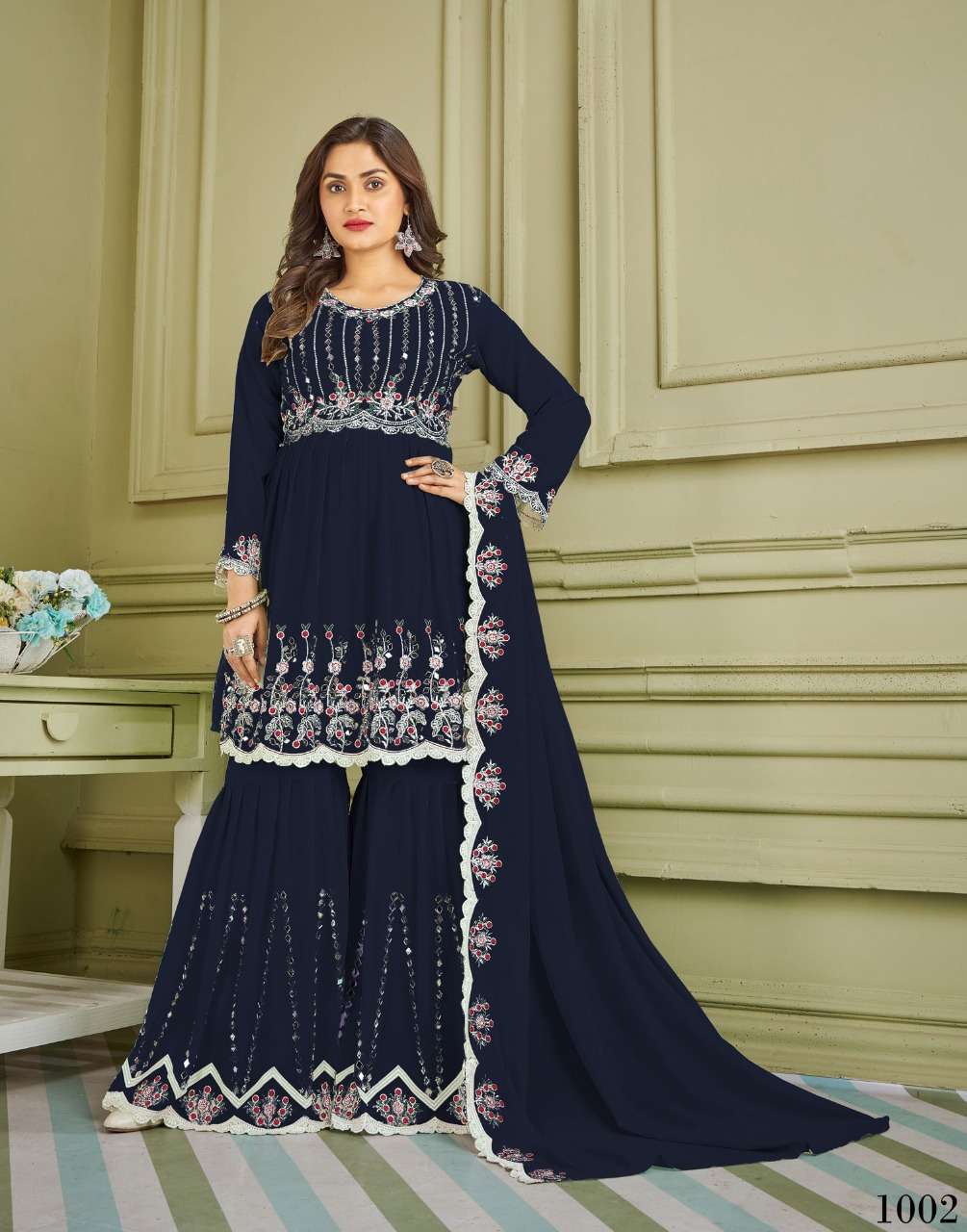 NORAH BY ASLIWHOLESALE 1001 TO 1016 SERIES GEORGETTE EMBROIDERY STITCHED DRESSES