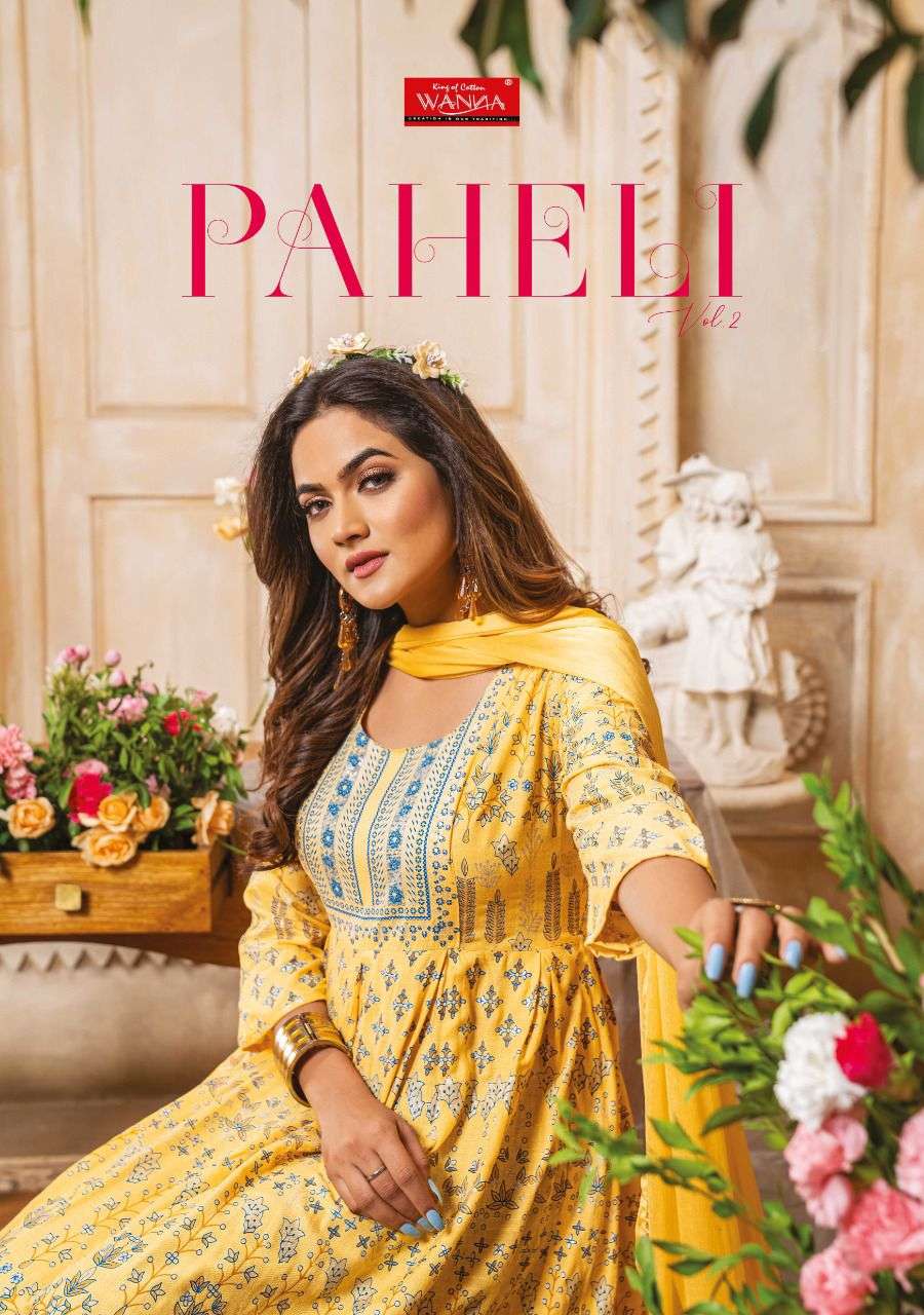 PAHELI VOL-2 BY WANNA LOOKS 201 TO 207 SERIES RAYON PRINT GOWNS WITH DUPATTA