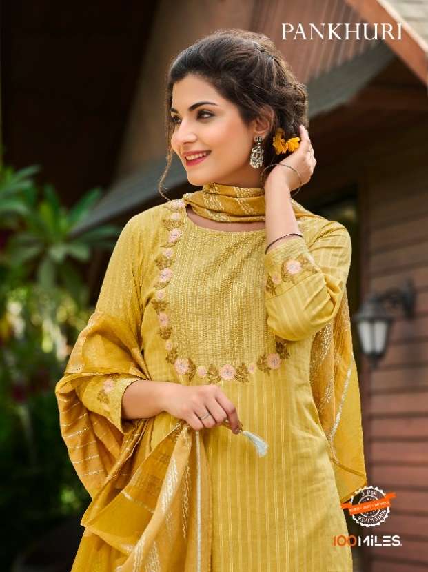 PANKHURI BY 100MILES 01 TO 04 SERIES COTTON EMBROIDERY STITCHED DRESSES