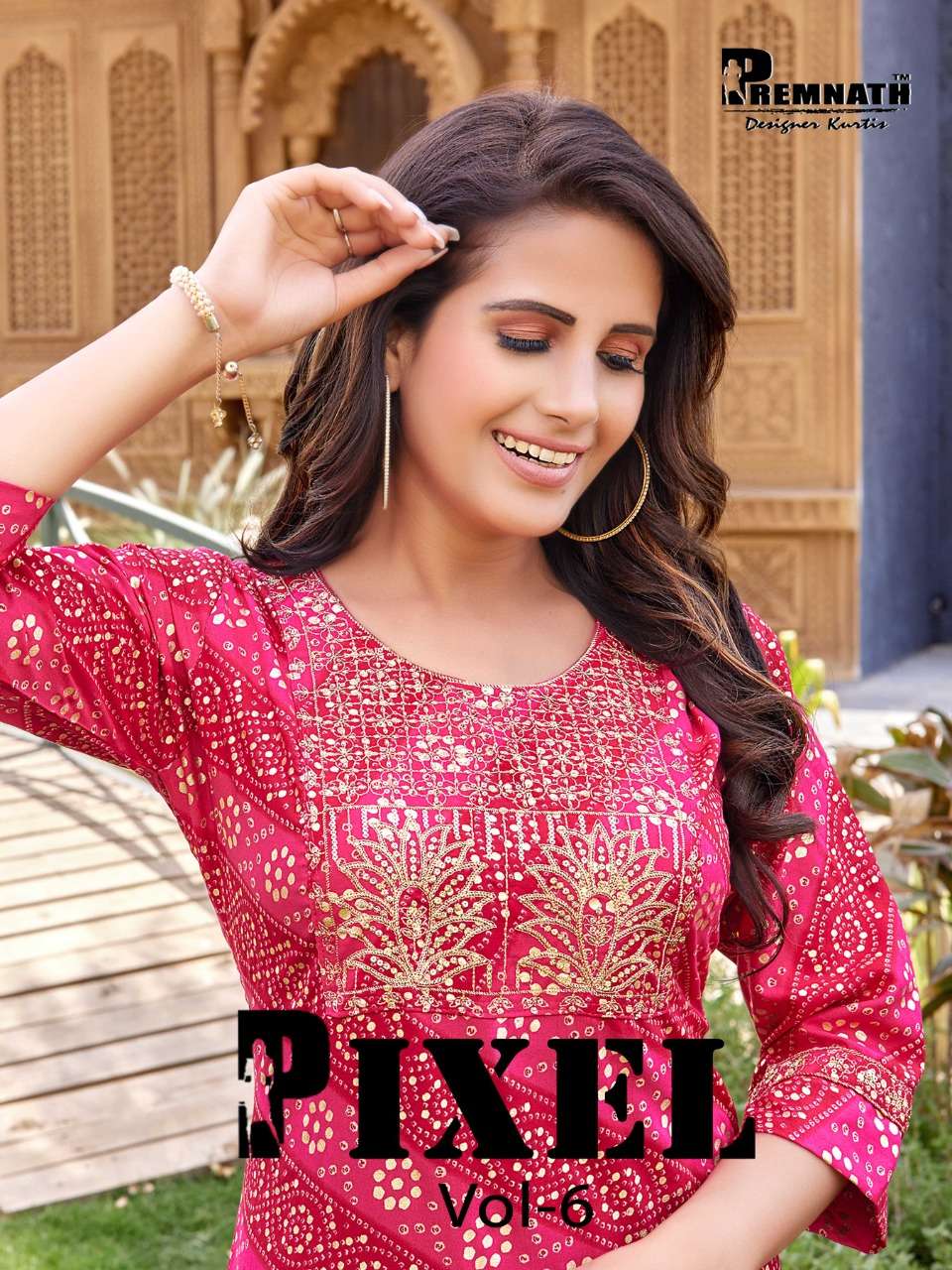 PIXEL VOL-6 BY PREMNATH 1001 TO 1008 SERIES RAYON PRINT EMBROIDERY KURTIS