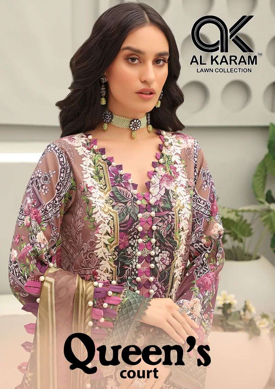 QUEENS COURT BY AL KARAM 01 TO 06 SERIES COTTON PRINT PAKISTANI DRESSES