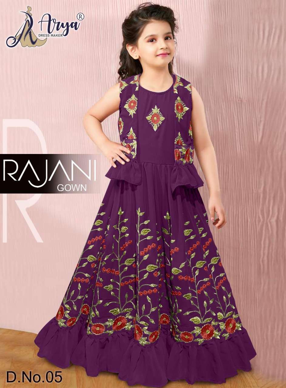 RAJANI GOWN BY ARYA DRESS MAKER 01 TO 06 SERIES GEORGETTE KIDS GOWNS