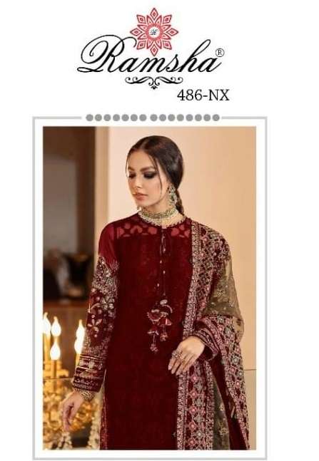 RAMSHA 486 NX BY RAMSHA R-486-A TO R486-D SERIES GEORGETTE EBROIDERY DRESSES