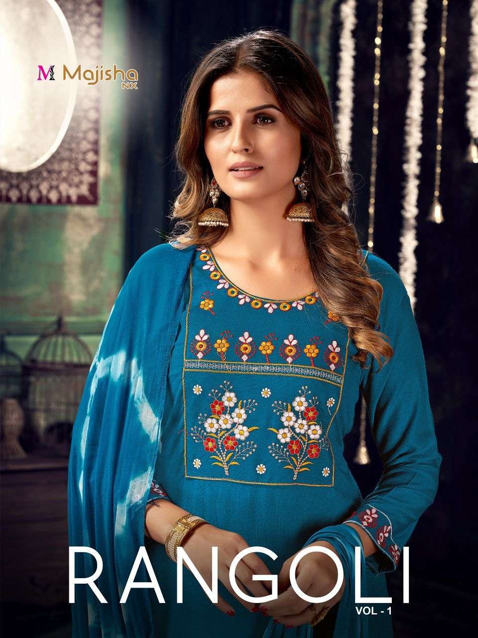 RANGOLI VOL-1 BY MAJISHA NX 1001 TO 1008 SERIES RAYON PRINT STITCHED DRESSES