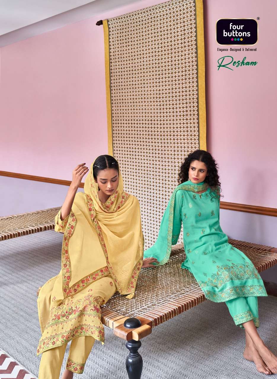 RESHAM BY FOUR BUTTON 2011 TO 2016 SERIES COTTON JACQUARD STITCHED DRESSES