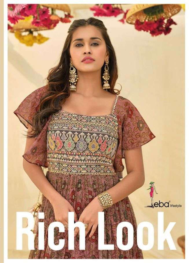 RICH LOOK BY EBA LIFESTYLE 1418 TO 1420 SERIES GEORGETTE PRINT WORK GOWNS