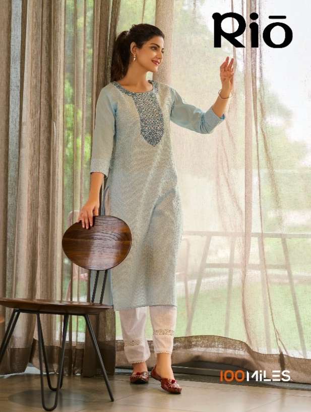 RIO BY 100 MILES 01 TO 04 SERIES COTTON EMBROIDERY WORK KURTIS