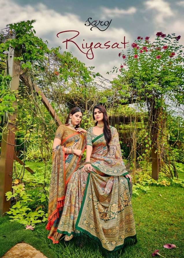 RIYASAT BY SAROJ 1001 TO 1008 SERIES KATTKI SILK PRINT SAREES