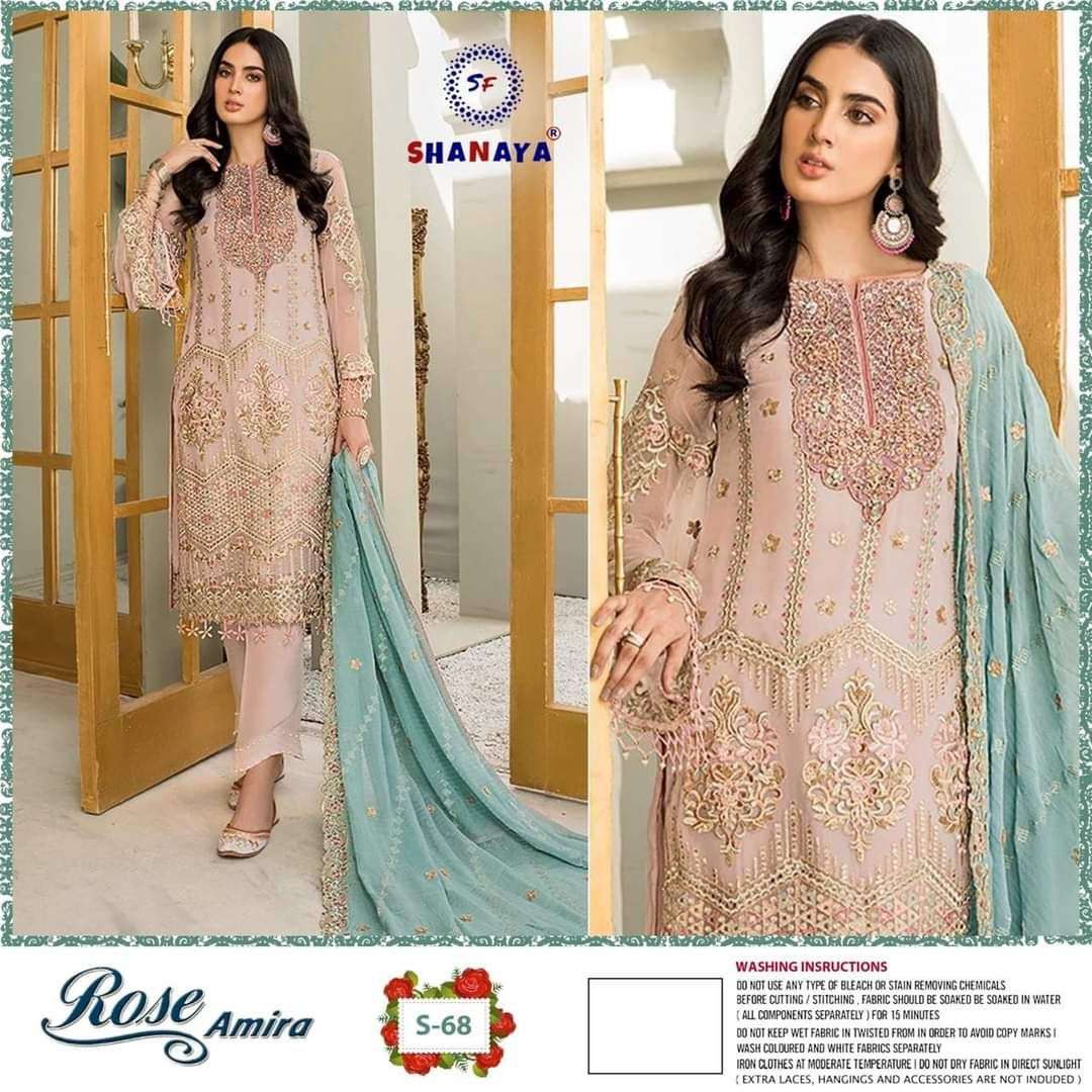 ROSE AMIRA S-68 BY SHANAYA FASHION HEAVY FAUX GEORGETTE EMBROIDERY DRESS