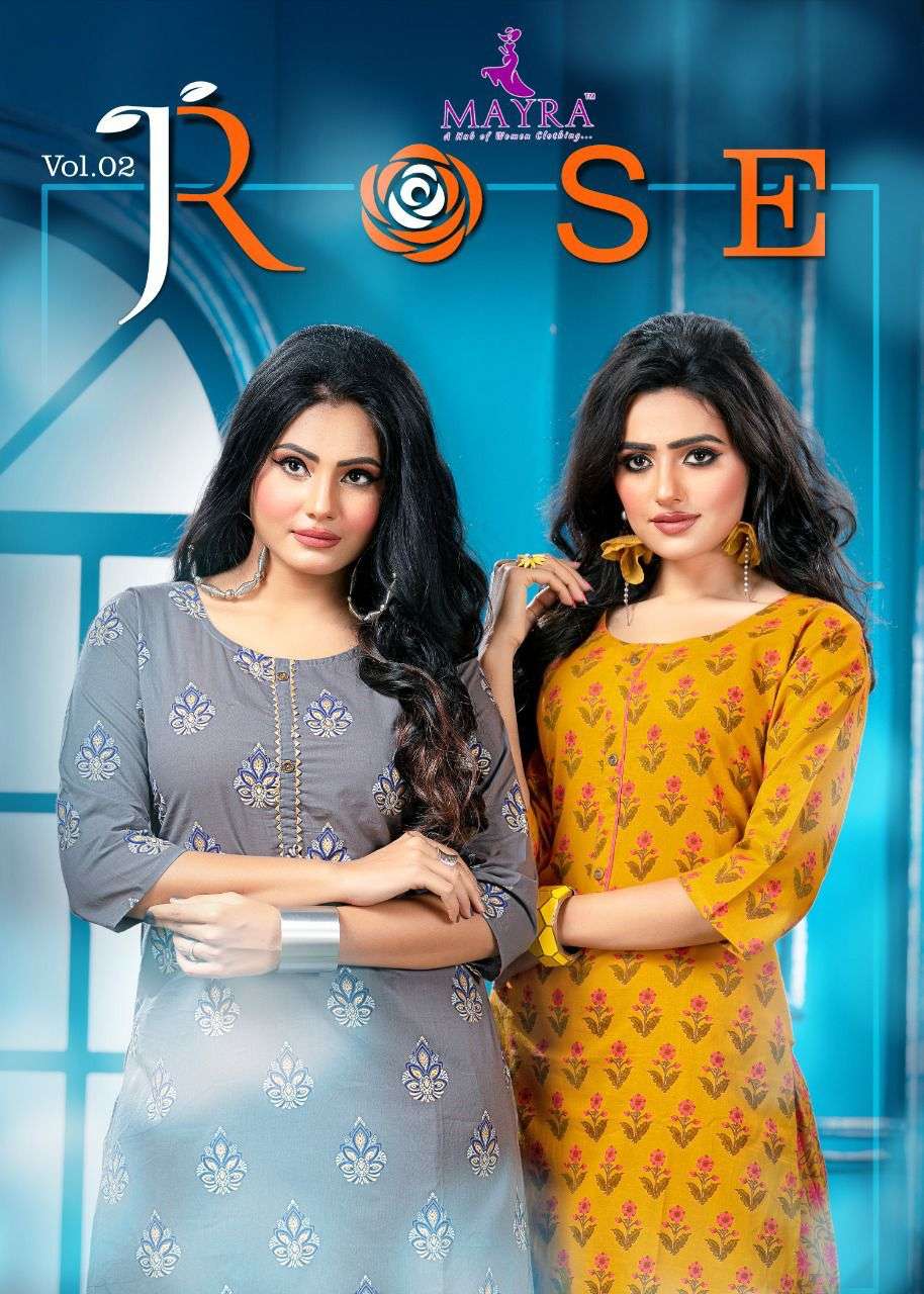 ROSE VOL-2 BY MAYRA 41001 TO 41006 SERIES COTTON PRINT KURTI & SKIRT