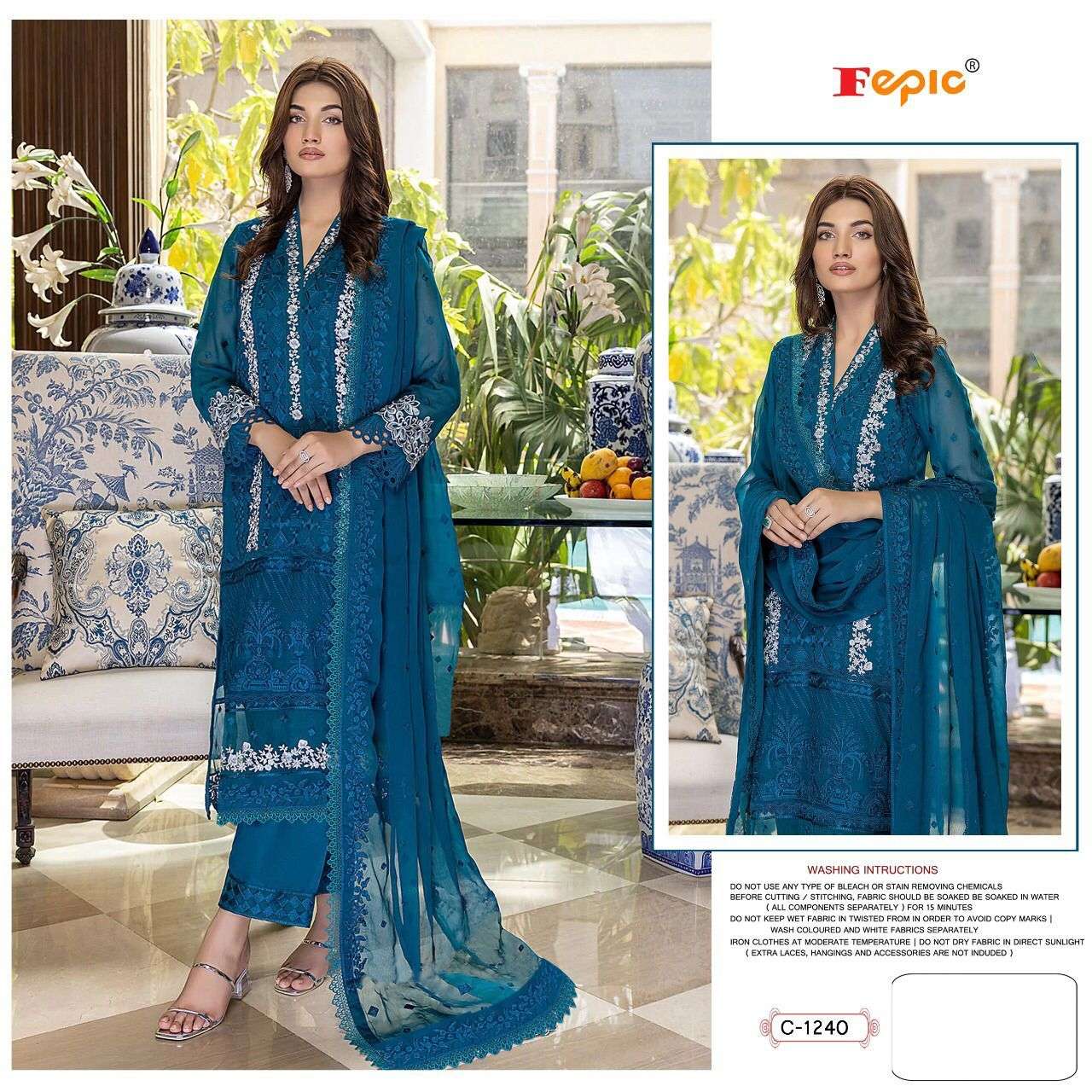 ROSEMEEN C-1240 BY FEPIC GEORGETTE EBROIDERY PAKISTANI DRESS