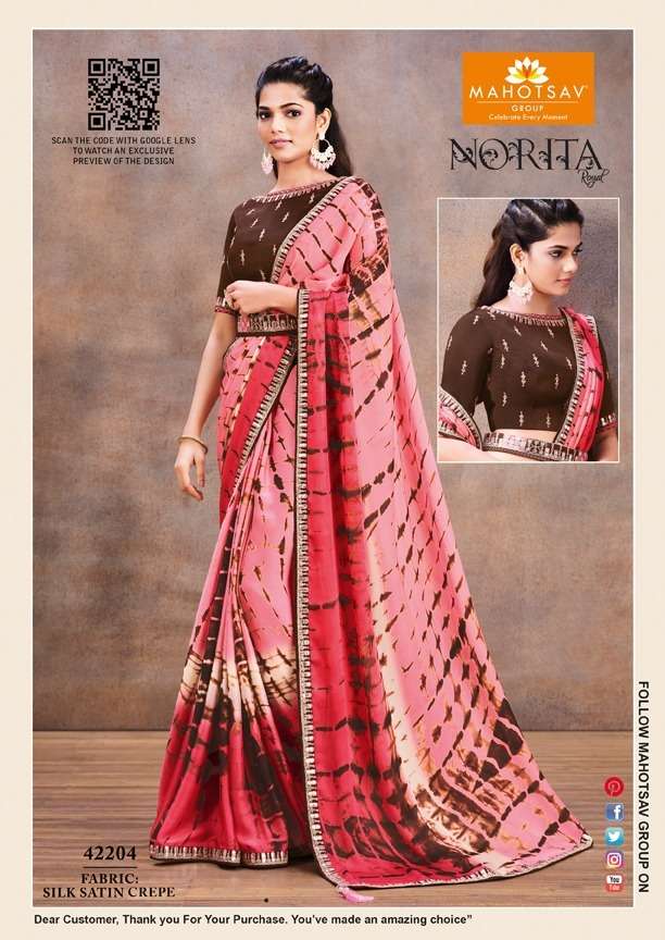 ROYAL ELEANOR BY MAHOTSAV 42201 TO 42213 SERIES DESIGNER SILK SATIN CRAPE SAREES