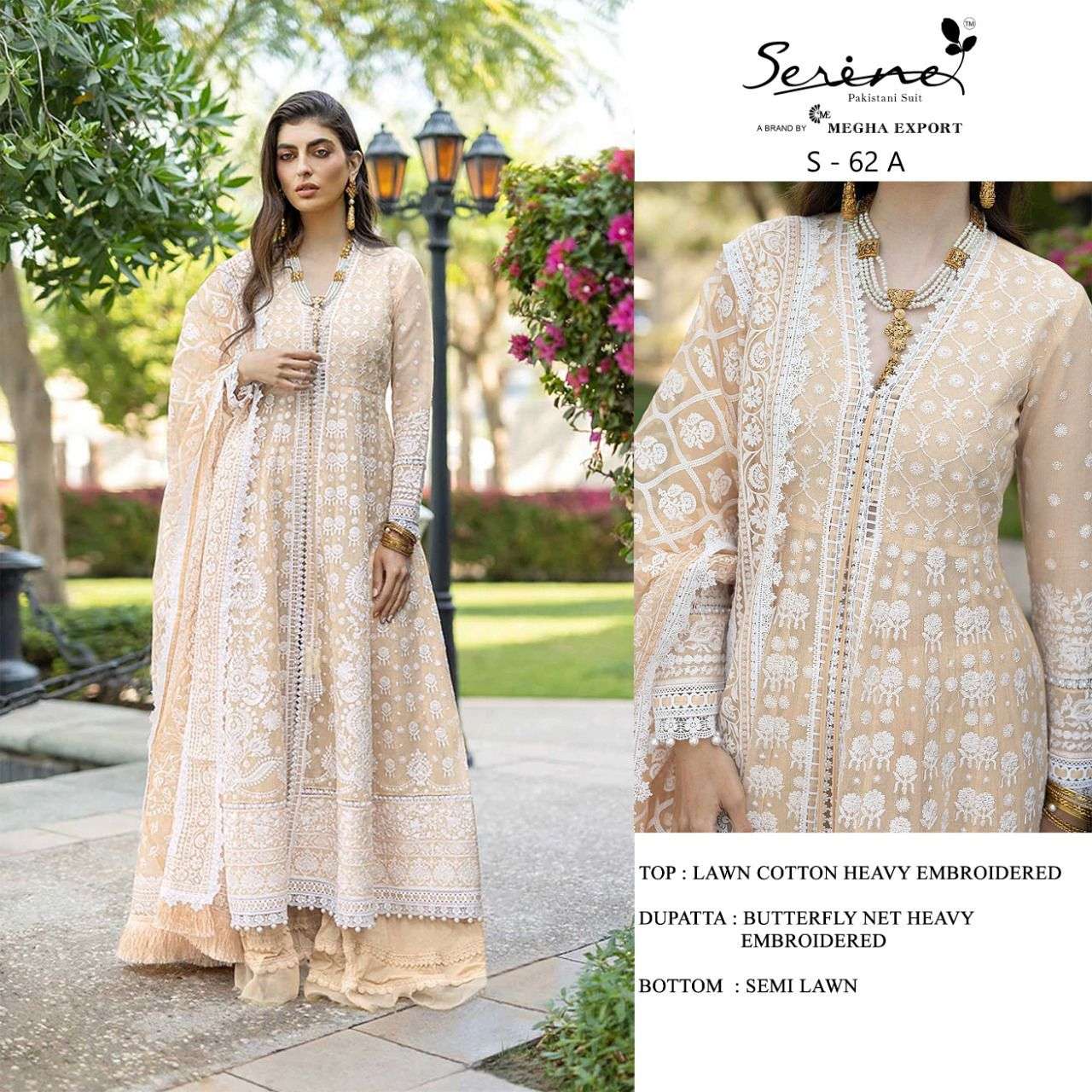 S-62 COLOURS BY SERENE S-62-A TO S-62-D SERIES LAWN COTTON EMBROIDERY PAKISTANI DRESSES