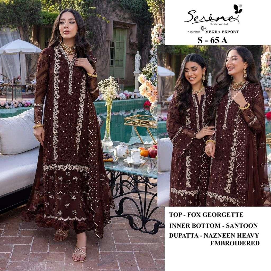 S-65 COLOURS BY SERENE FAUX GEORGETTE EMBROIDERY PAKISTANI DRESSES