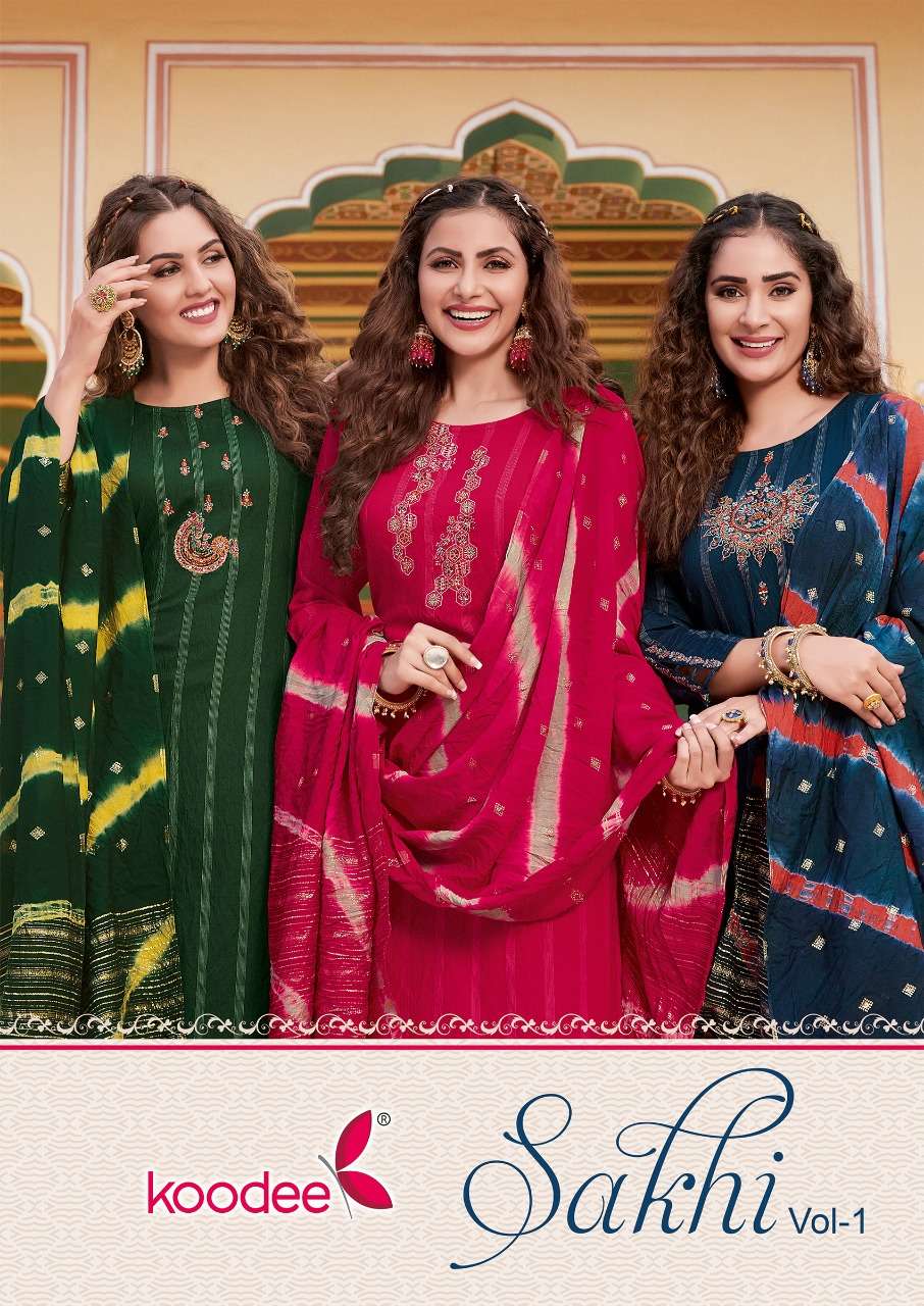 SAKHI VOL-1 BY KOODEE 1001 TO 1006 SERIES COTTON EMBROIDERY STITCHED DRESSES