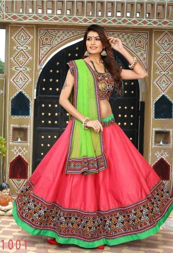 SAKSHI VOL-1 BY ASLIWHOLESALE 1001 TO 1005 SERIES COTTON WORK NAVRATRI LEHENGAS