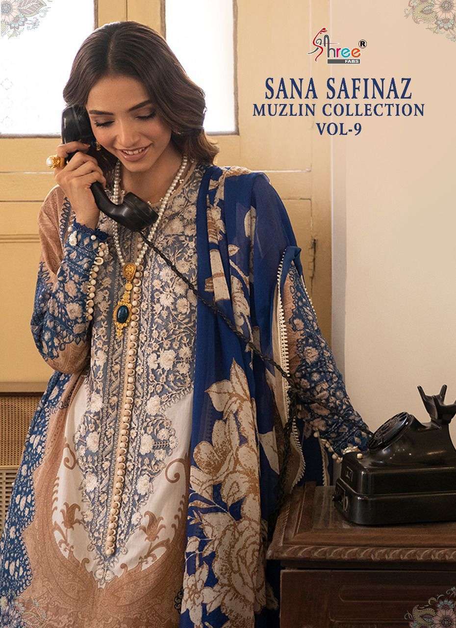 SANA SAFINAZ MUZLIN COLLECTION VOL-9 BY SHREE FABS 2370 TO 2376 SERIES COTTON PAKISTANI DRESSES