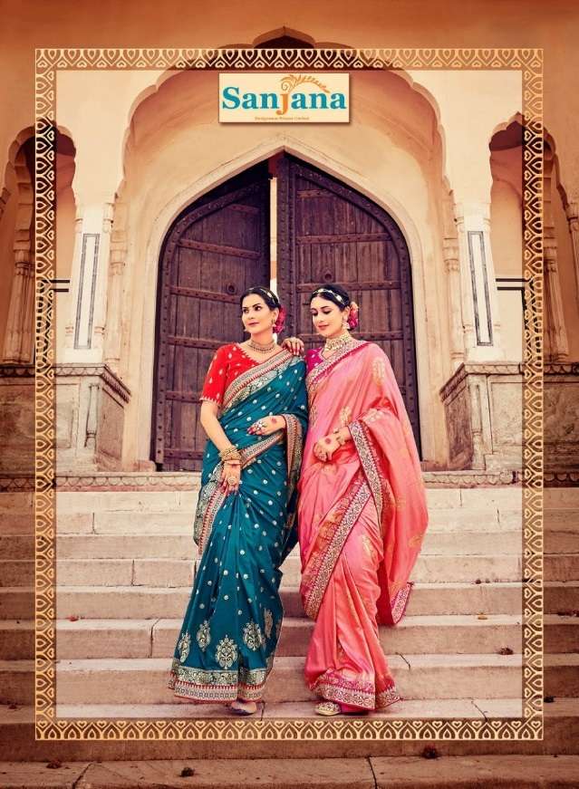 SANJANA BY GAJRAJ 101 TO 109 SERIES DESIGNER DOLA SILK SAREES