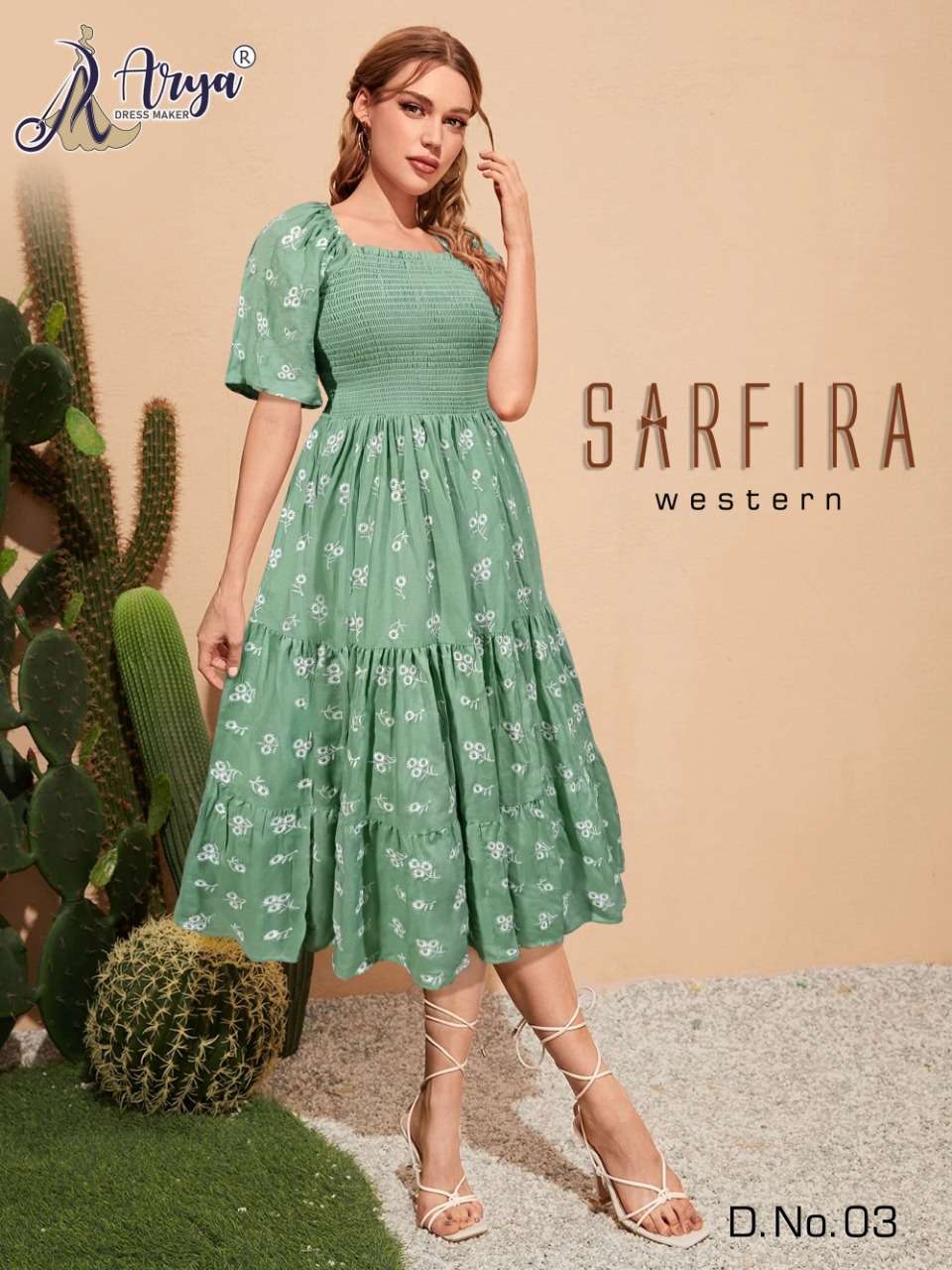 SARFIRA WESTERN BY ARYA DRESS MAKER 01 TO 06 SERIES RAYON COTTON KURTIS