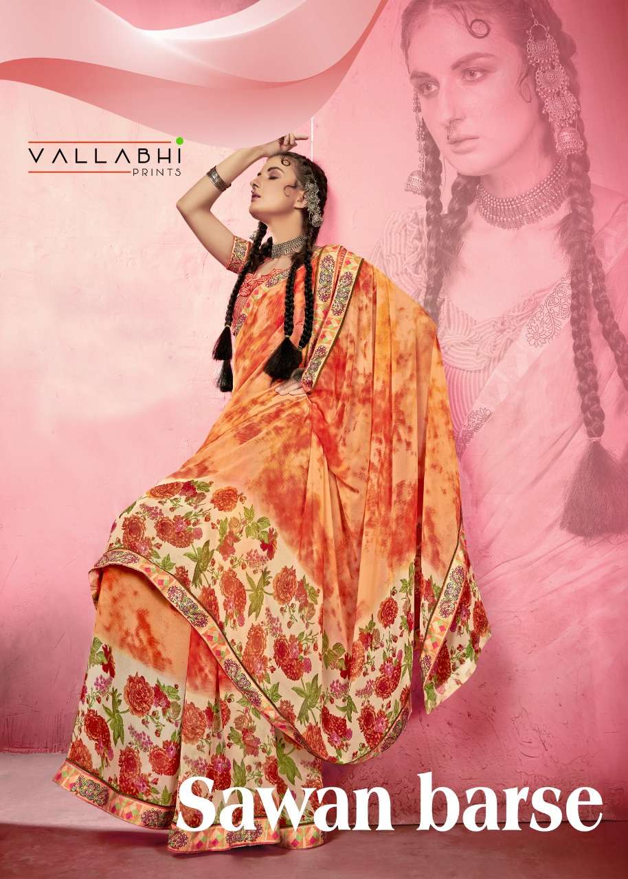 SAWAN BARSE BYVALLABHI PRINTS 13377 TO 13381 SERIES GEORGETTE PRINT SAREES