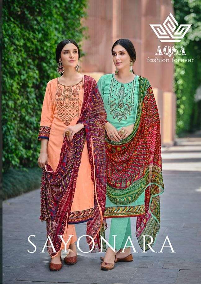 SAYONARA BY AQSA 1001 TO 1006 SERIES CAMBRIC EMBROIDERY DRESSES