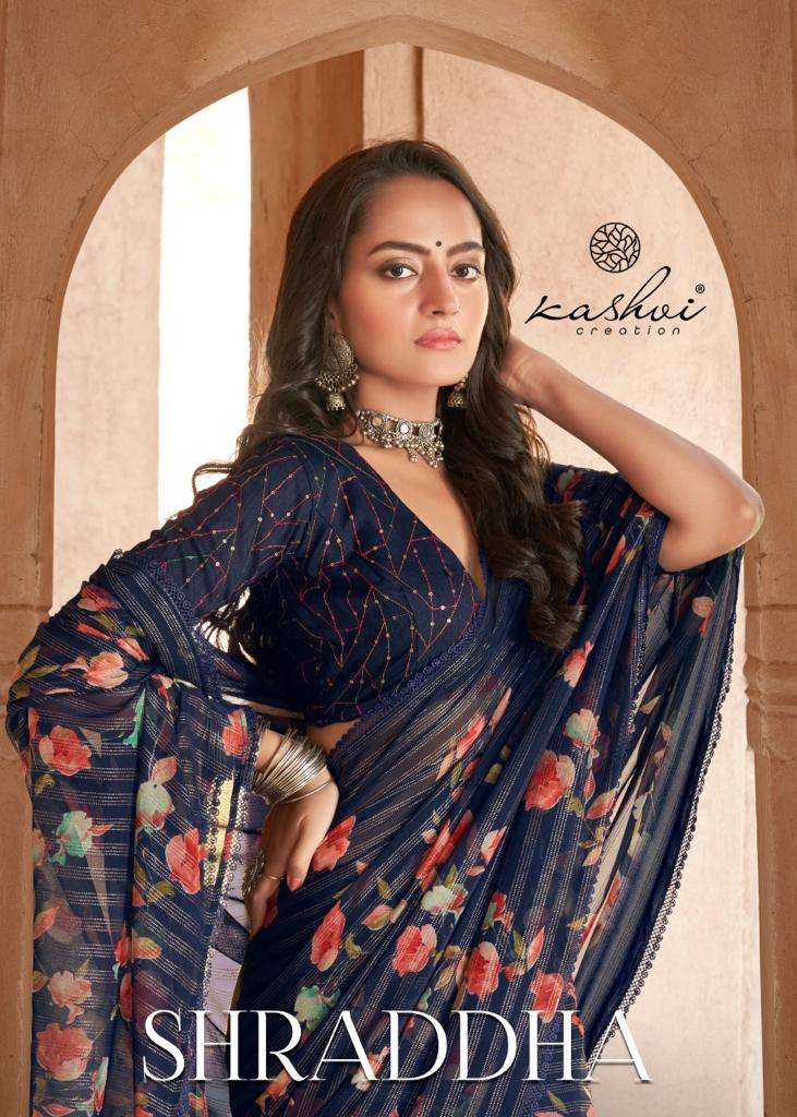 SHRADDHA BY KASHVI CREATION 77001 TO 77010 SERIES GEORGETTE EMBROIDERY SAREES