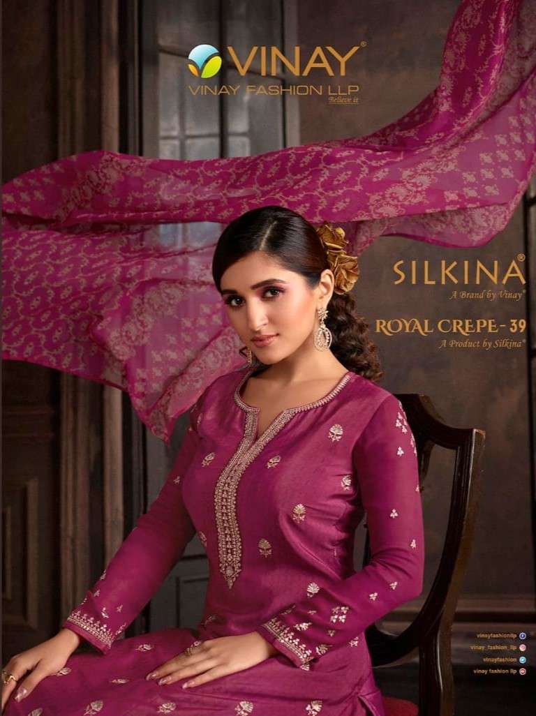 SILKINA ROYAL CREPE VOL-39 BY VINAY FASHION 61261 TO 61268 SERIES CREPE DRESSES