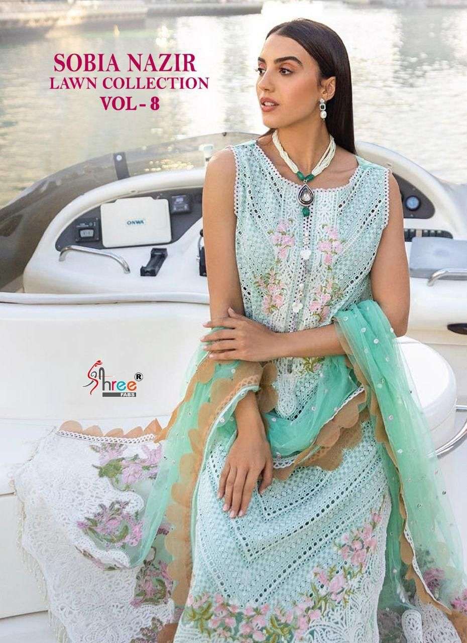 SOBIA NAZIR LAWN COLLECTION VOL-8 BY SHREE FABS 2285 TO 2290 SERIES PAKISTANI DRESSES