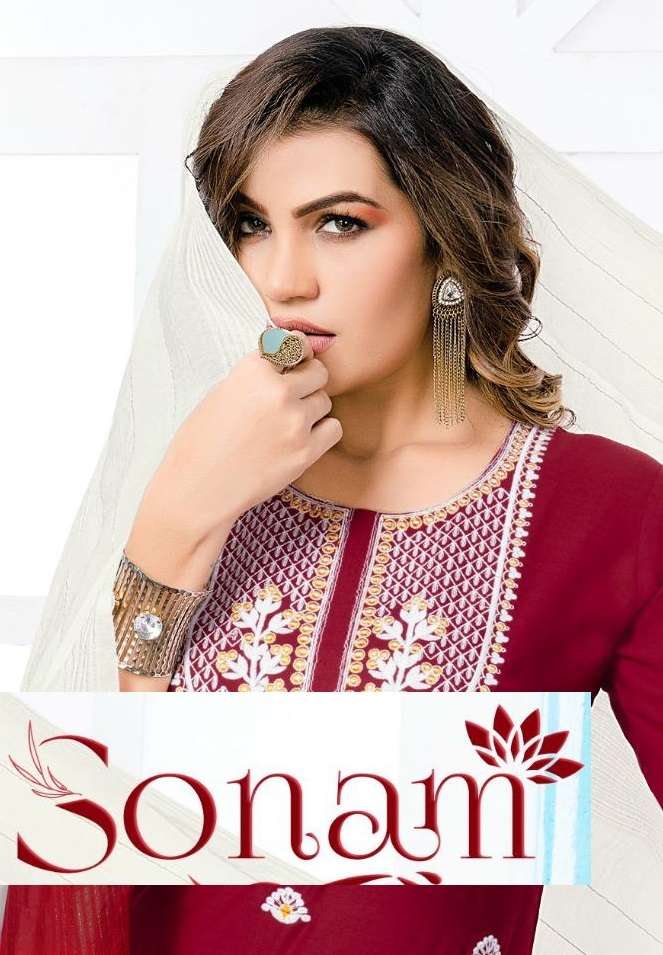 SONAM BY ASLIWHOLESALE 101 TO 106 SERIES FANCY EMBROIDERED STITCHED DRESSES