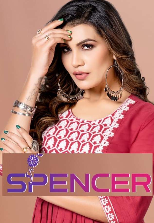 SPENCER BY KINTI 101 TO 108 SERIES RAYON EMBOIDERY KURTIS