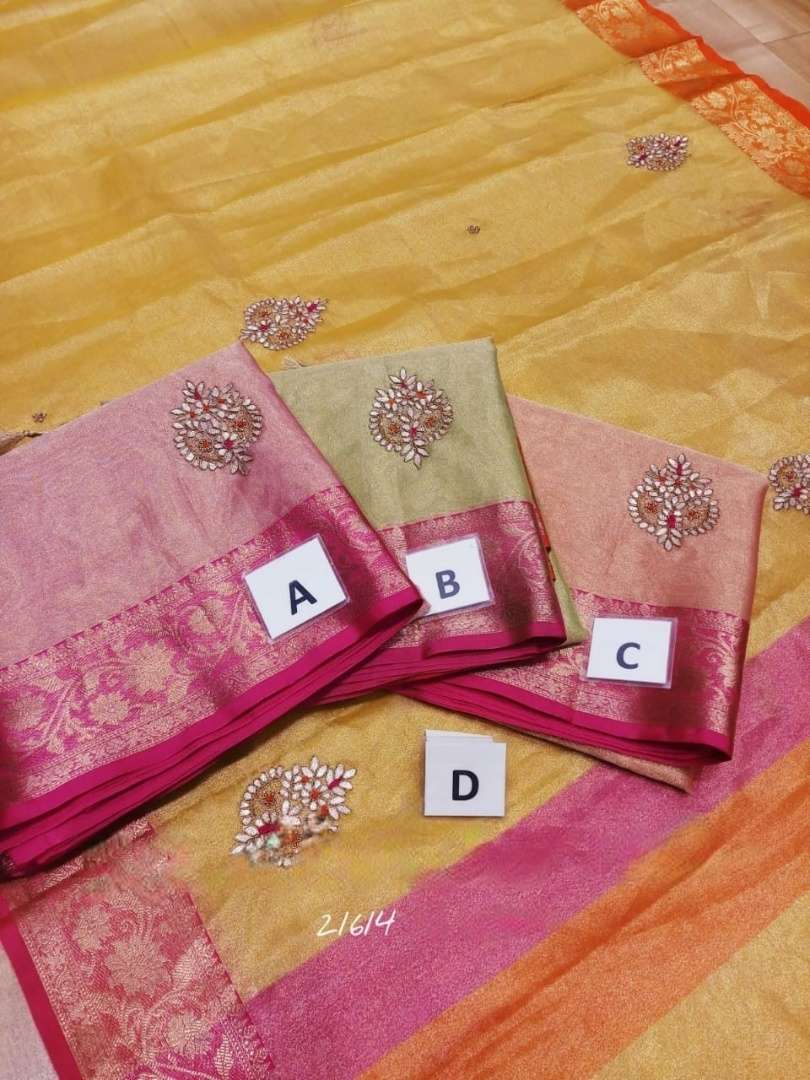 SR-264 BY ASLIWHOLESALE LATEST DESIGNER TISSUE SILK EXCLUSIVE SAREES