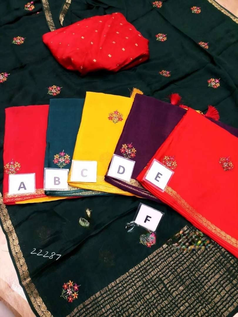 SR-275 BY ASLIWHOLESALE LATEST DESIGNER INDIAN CHIFFON EXCLUSIVE SAREES