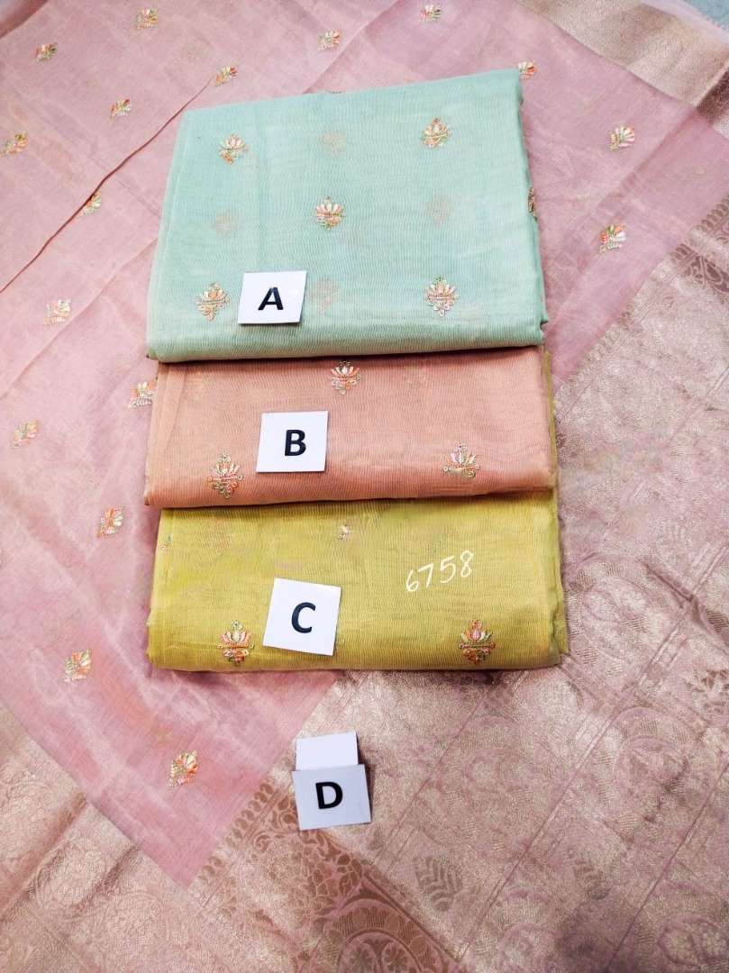 SR-285 BY ASLIWHOLESALE LATEST DESIGNER LINEN TISSUE SILK EXCLUSIVE SAREES