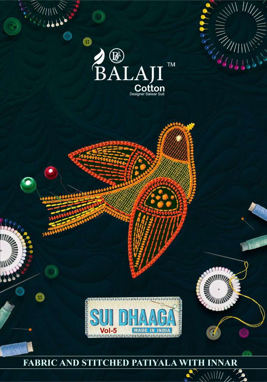 SUI DHAAGA VOL-5 BY BALAJI COTON 5001 TO 5012 SERIES COTTON PRINT DRESSES